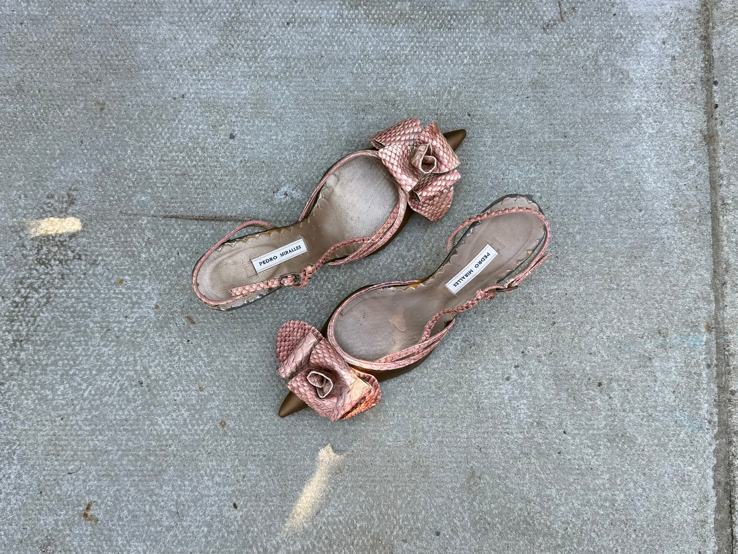 Pedro Miralles Pink 3D Flower Metallic Heels