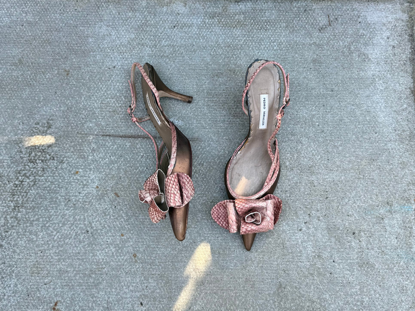 Pedro Miralles Pink 3D Flower Metallic Heels