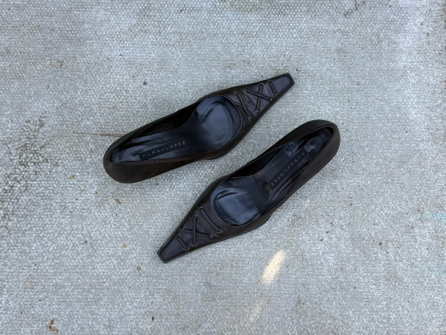 Pura Lopez Dark Brown Court Heels