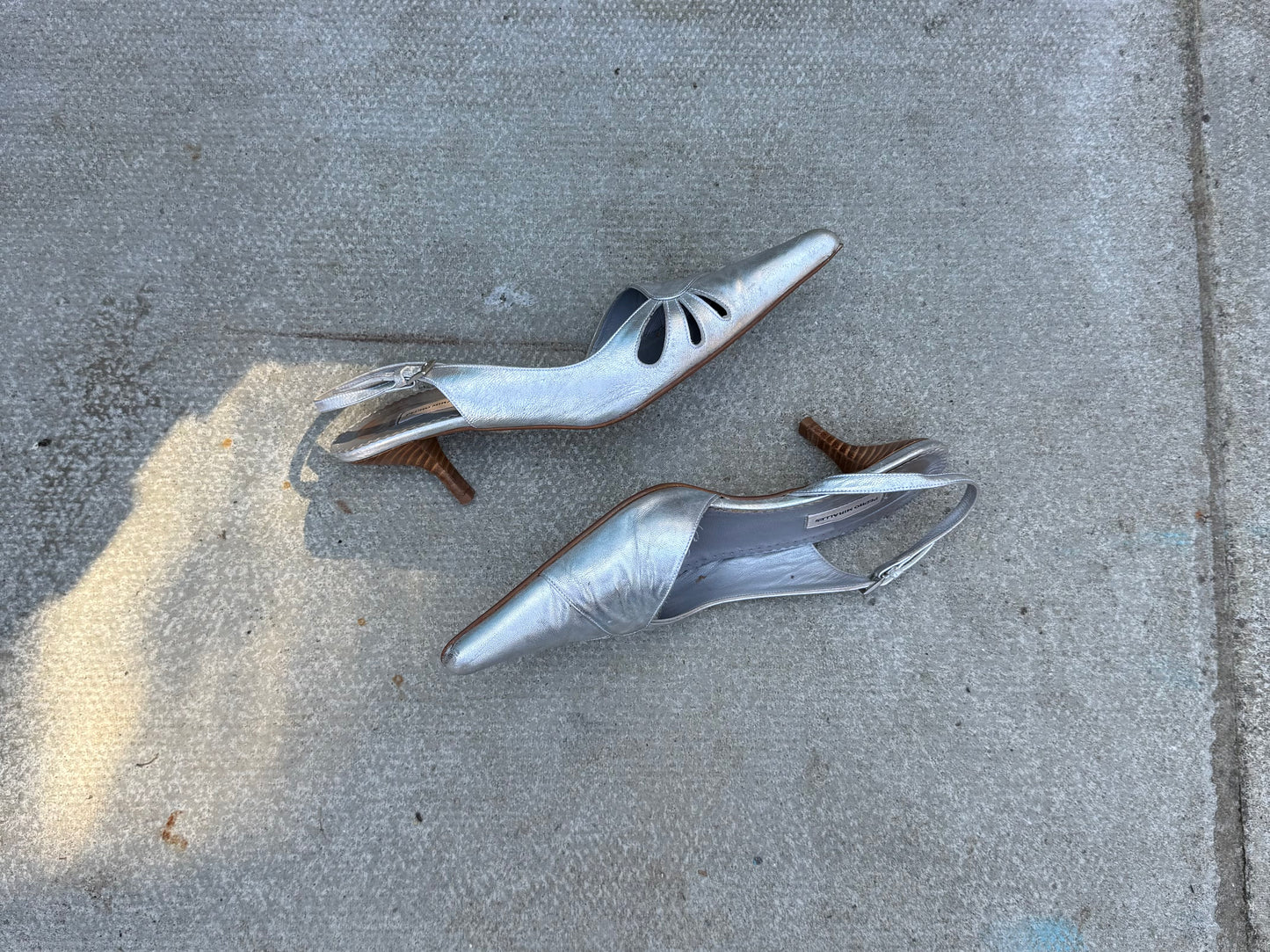 Pedro Miralles Silver Slingback Heels