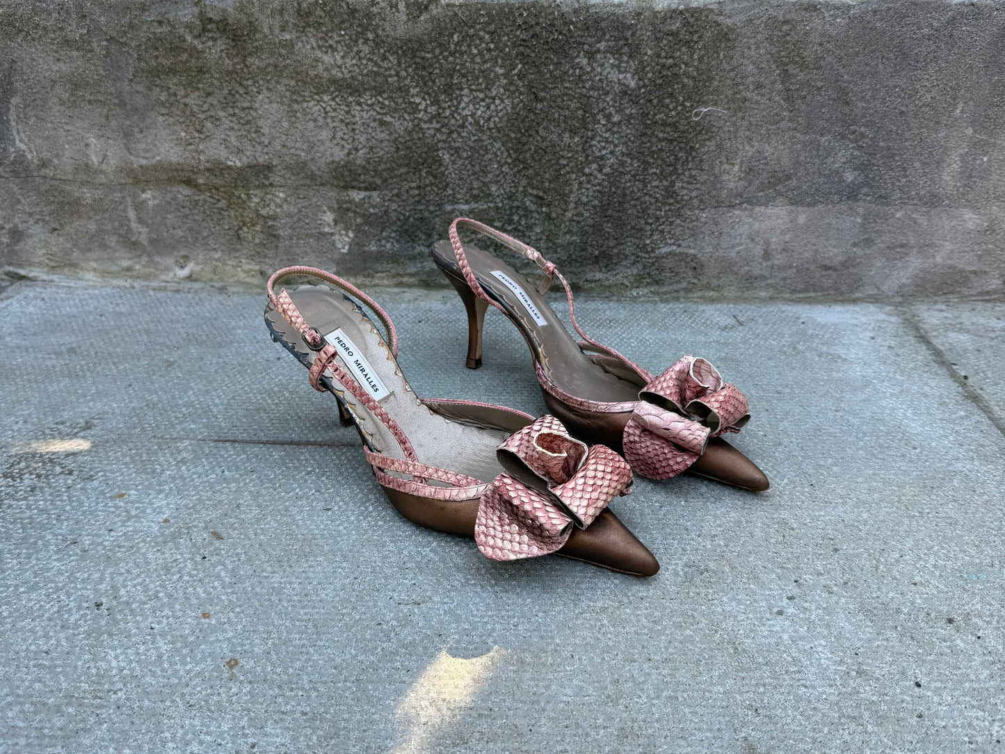 Pedro Miralles Pink 3D Flower Metallic Heels