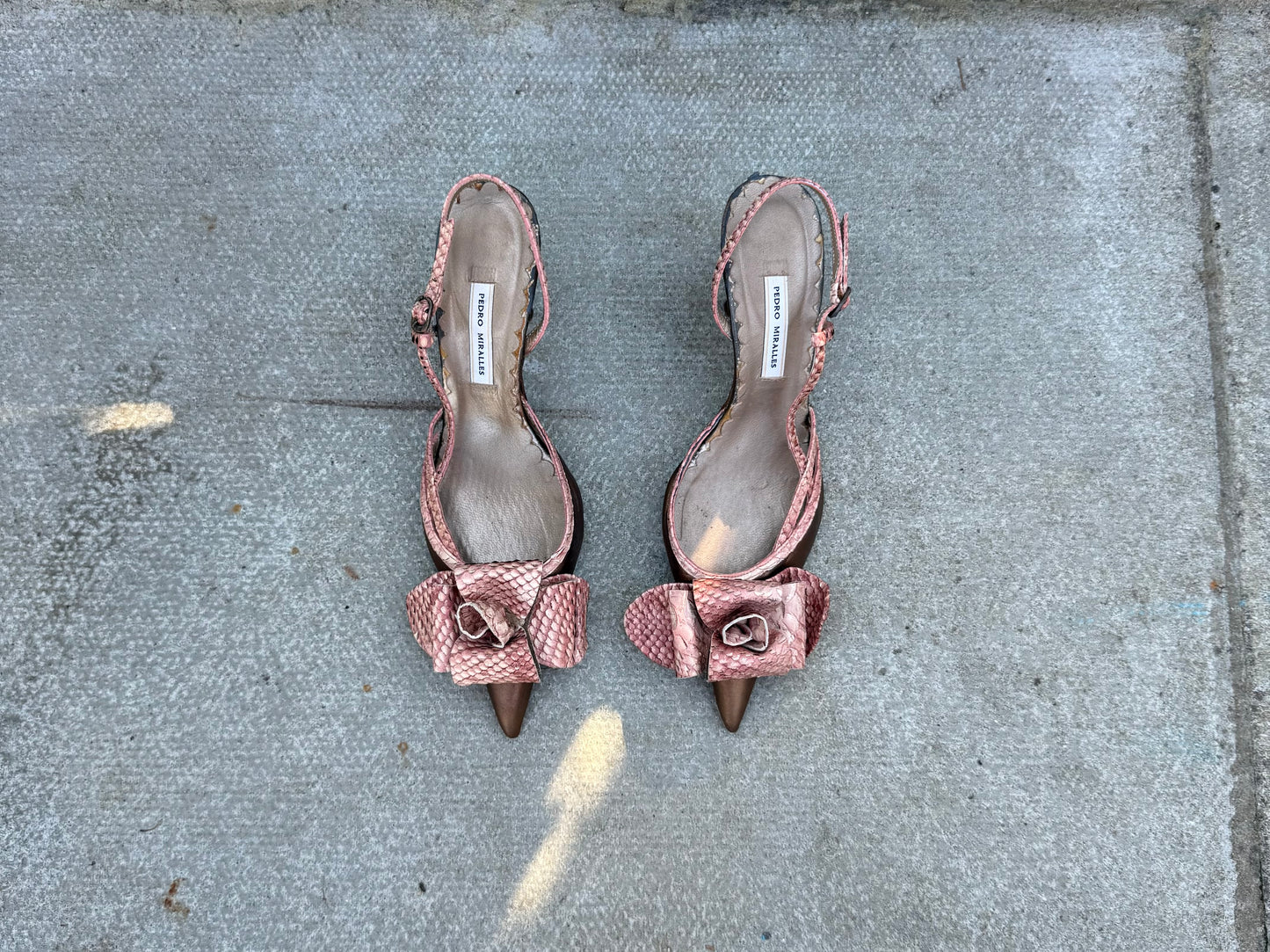 Pedro Miralles Pink 3D Flower Metallic Heels