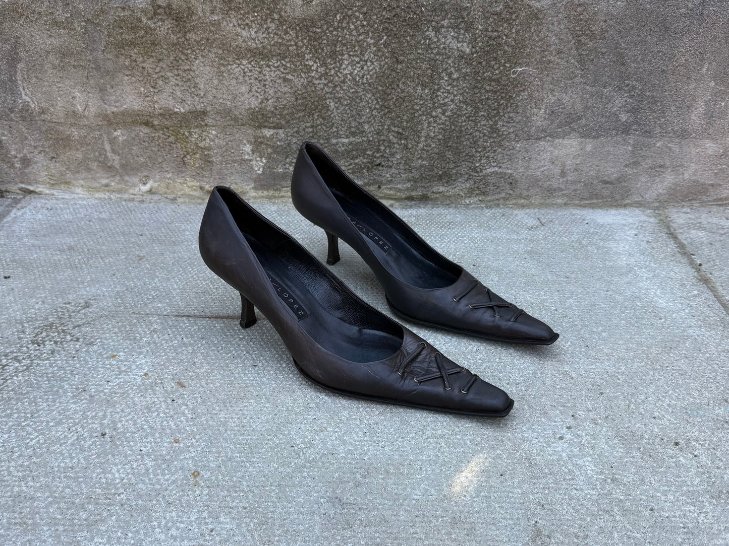 Pura Lopez Dark Brown Court Heels