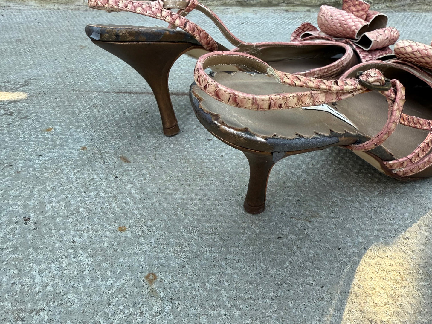 Pedro Miralles Pink 3D Flower Metallic Heels