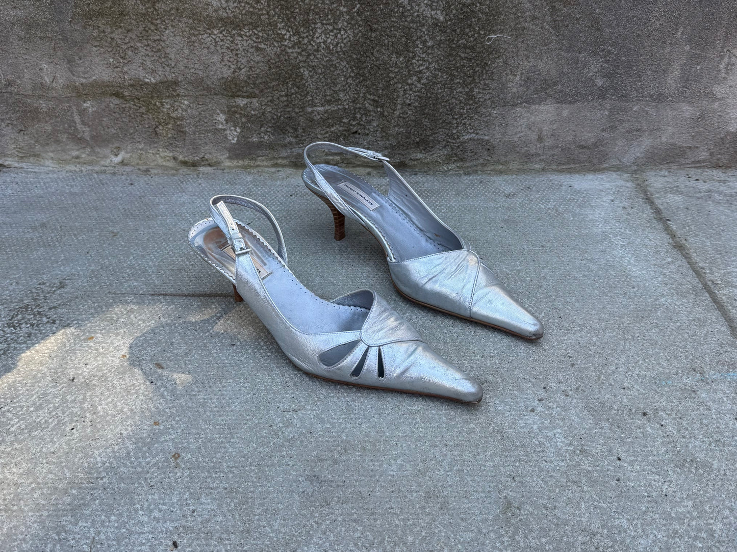 Pedro Miralles Silver Slingback Heels