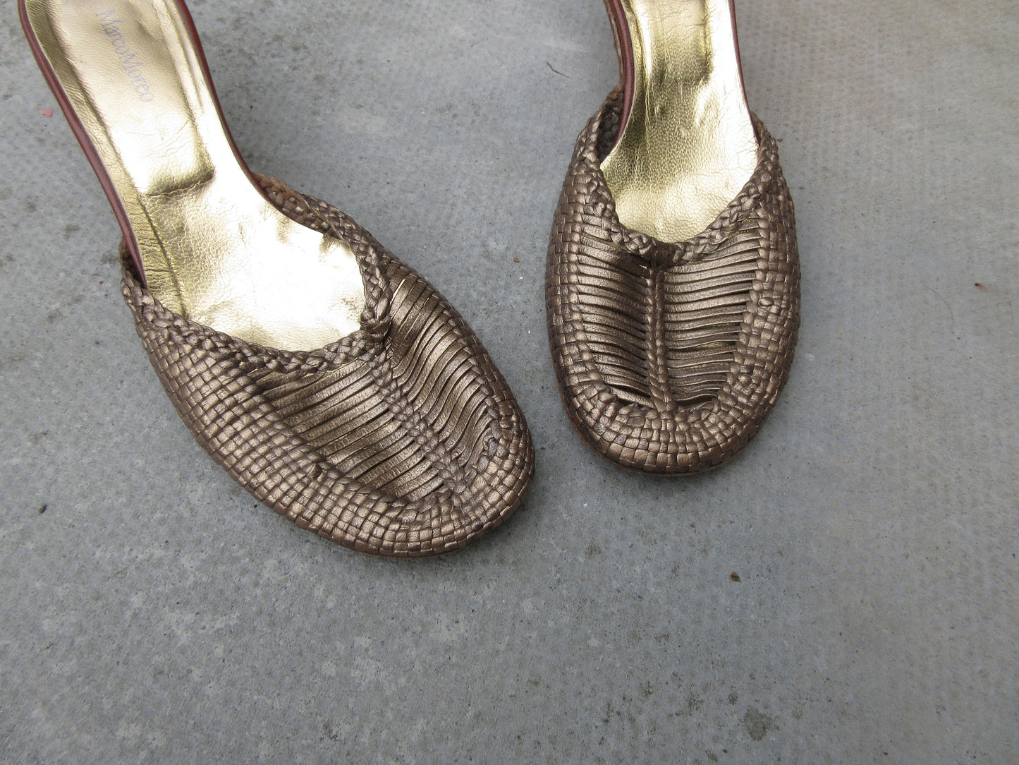 Marco Moreo Woven Sandal Kitten Heels