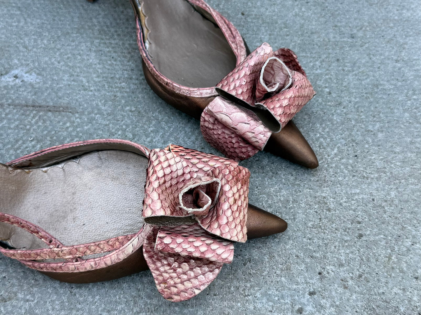 Pedro Miralles Pink 3D Flower Metallic Heels