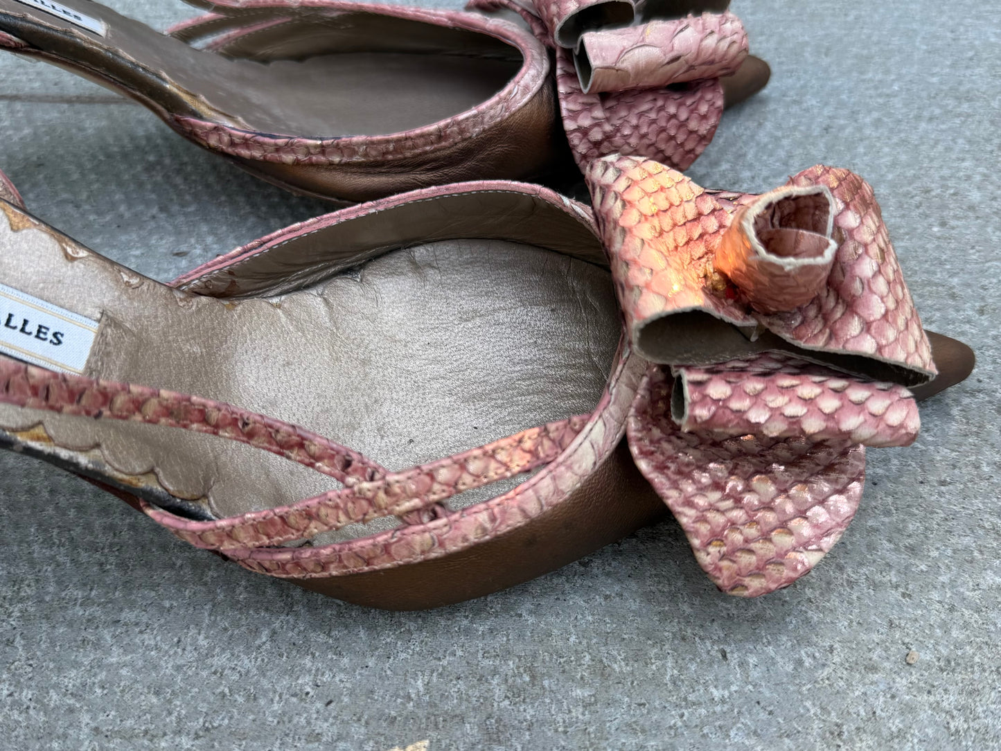 Pedro Miralles Pink 3D Flower Metallic Heels