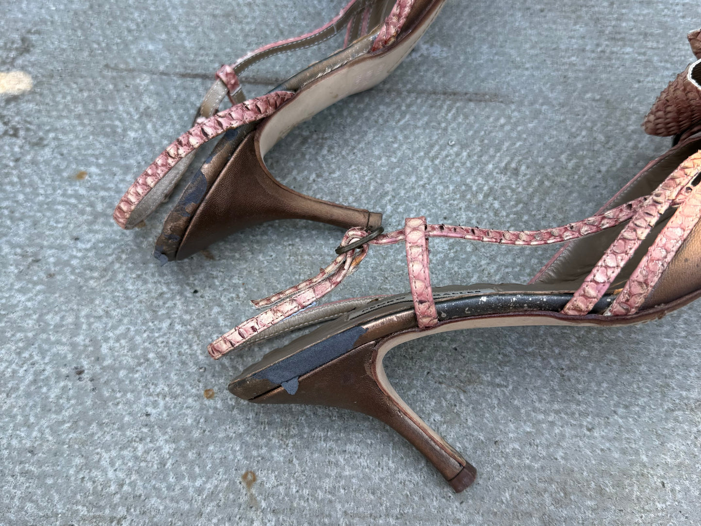 Pedro Miralles Pink 3D Flower Metallic Heels