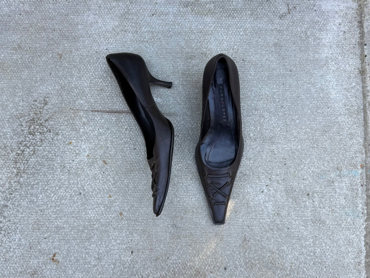 Pura Lopez Dark Brown Court Heels