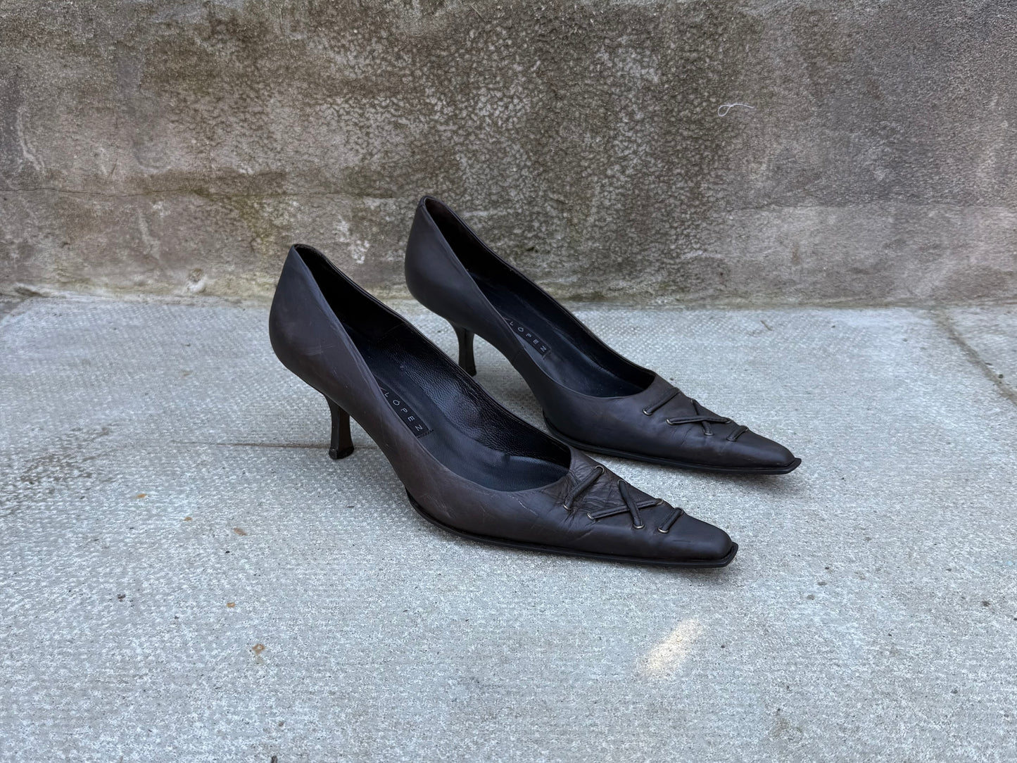 Pura Lopez Dark Brown Court Heels