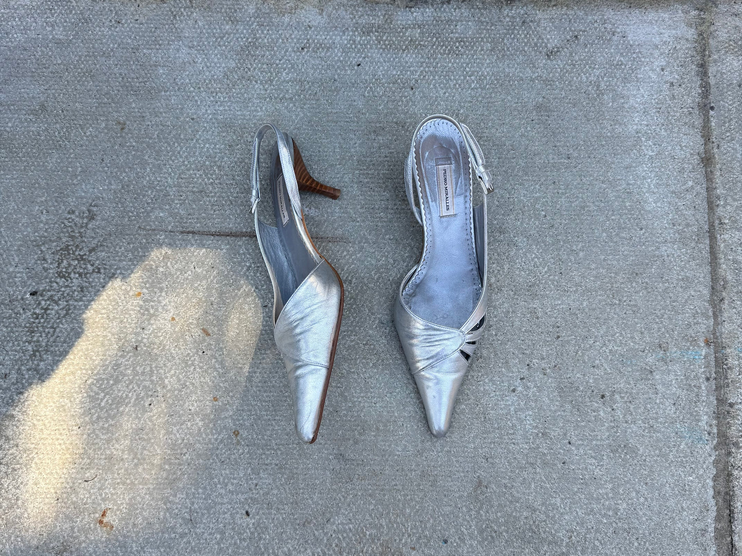 Pedro Miralles Silver Slingback Heels