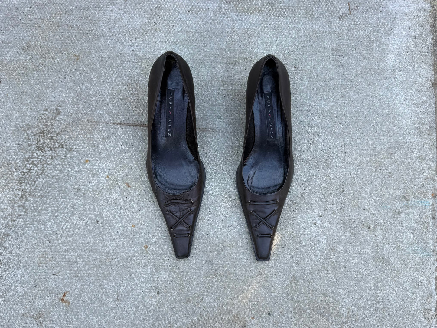 Pura Lopez Dark Brown Court Heels