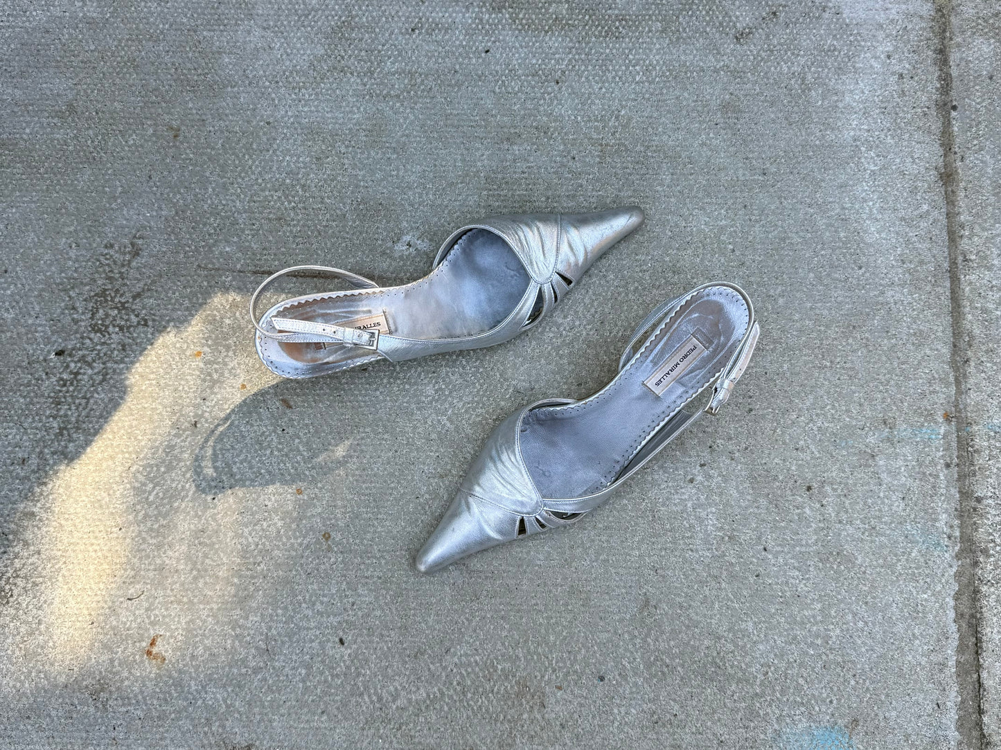 Pedro Miralles Silver Slingback Heels