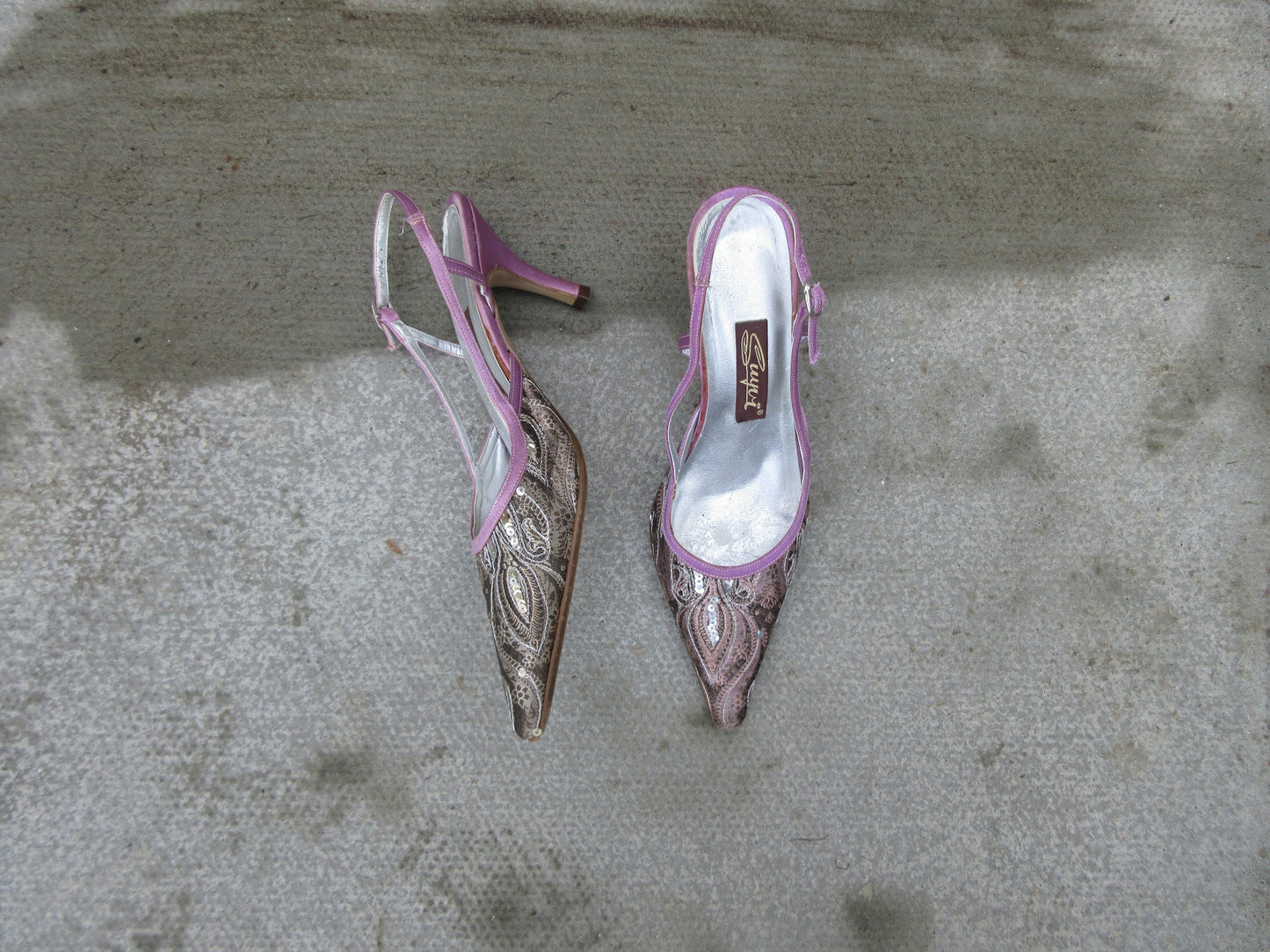 Suyri Sequin Pointed Slingback Heels