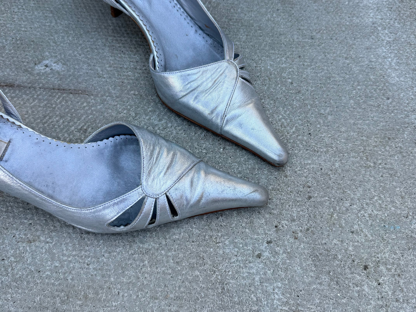Pedro Miralles Silver Slingback Heels