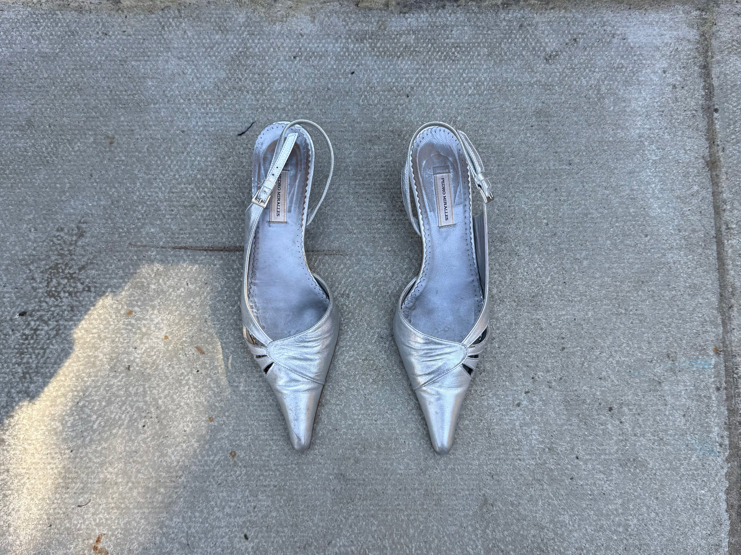 Pedro Miralles Silver Slingback Heels