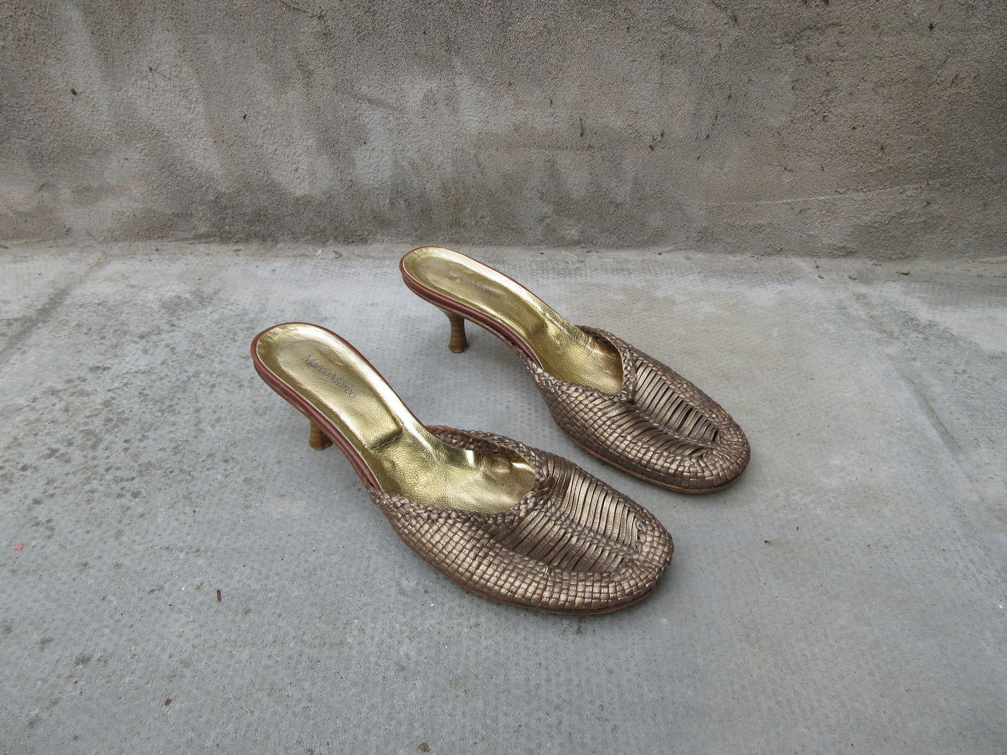 Marco Moreo Woven Sandal Kitten Heels