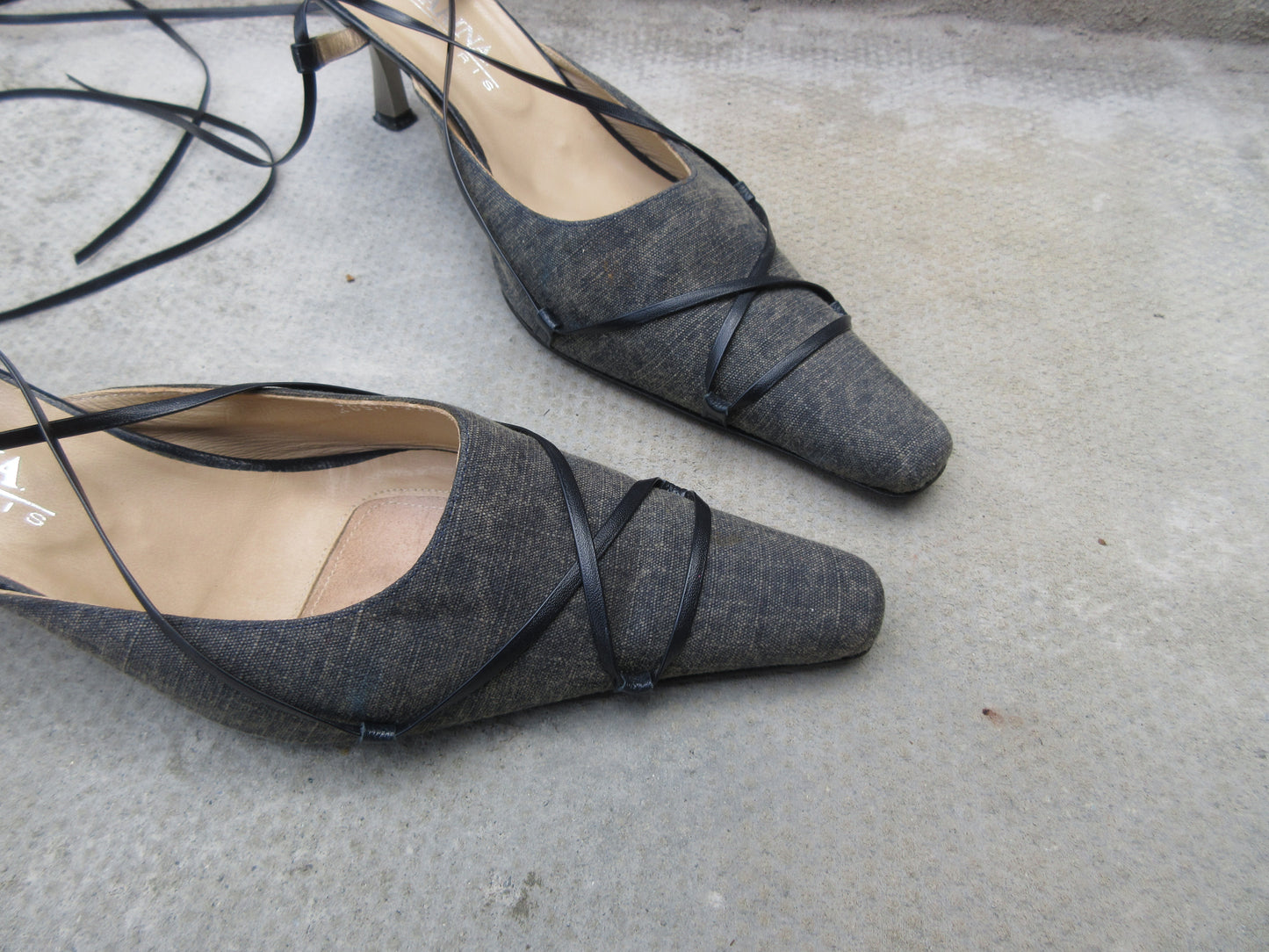 San Marina Denim Canvas Lace Up Heels