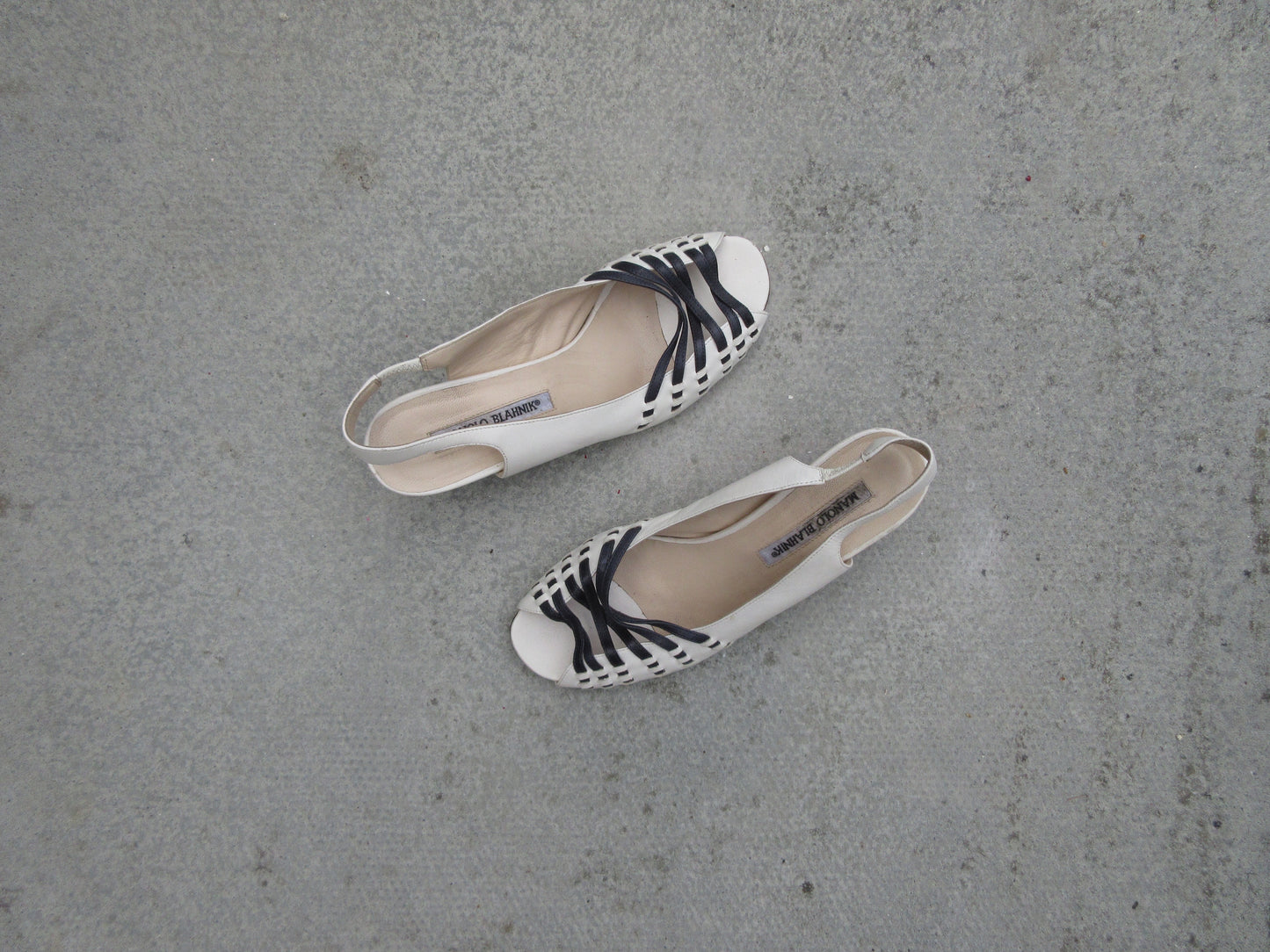 Manolo Blahnik Eggshell Slingback Heels