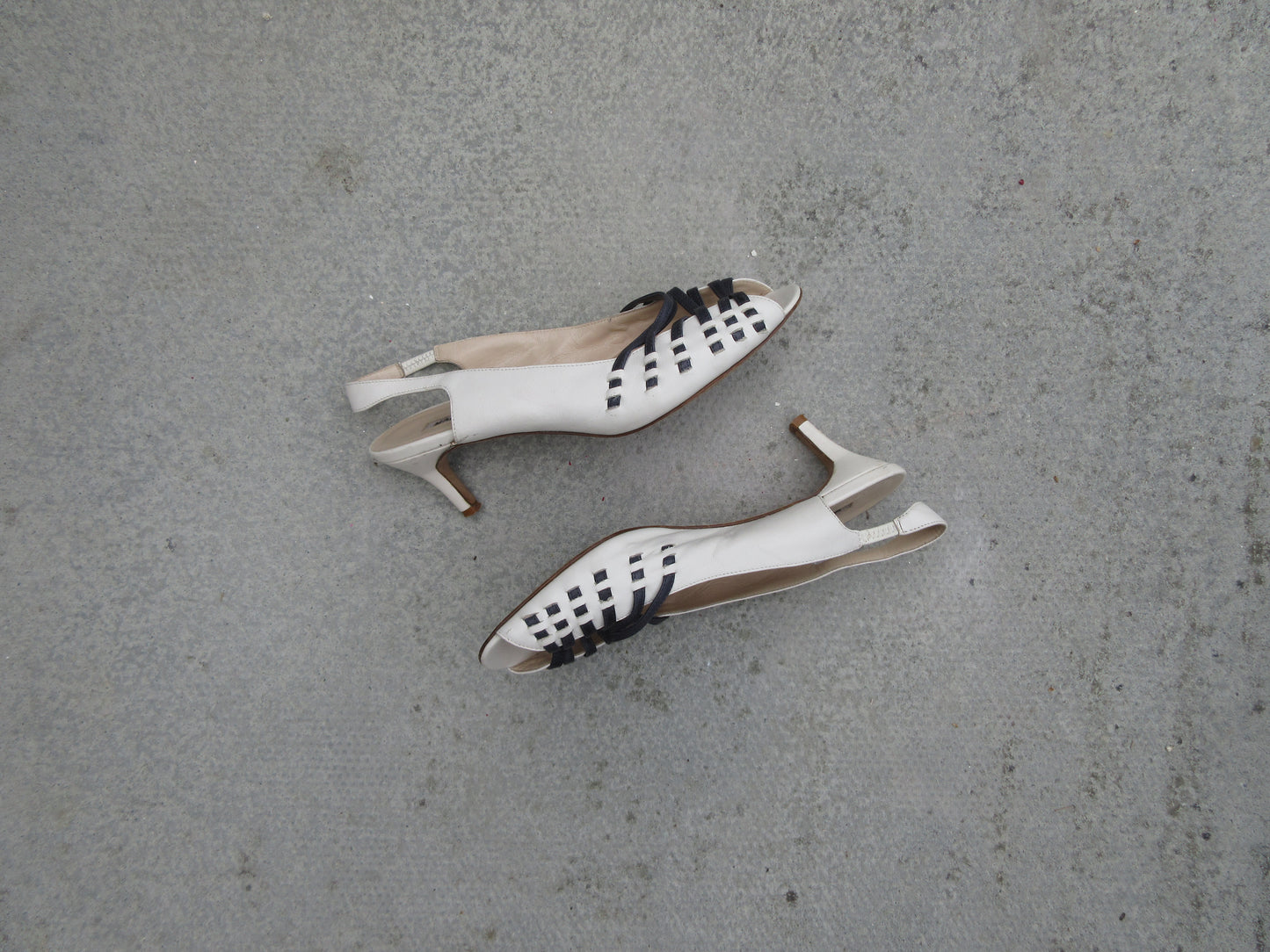 Manolo Blahnik Eggshell Slingback Heels