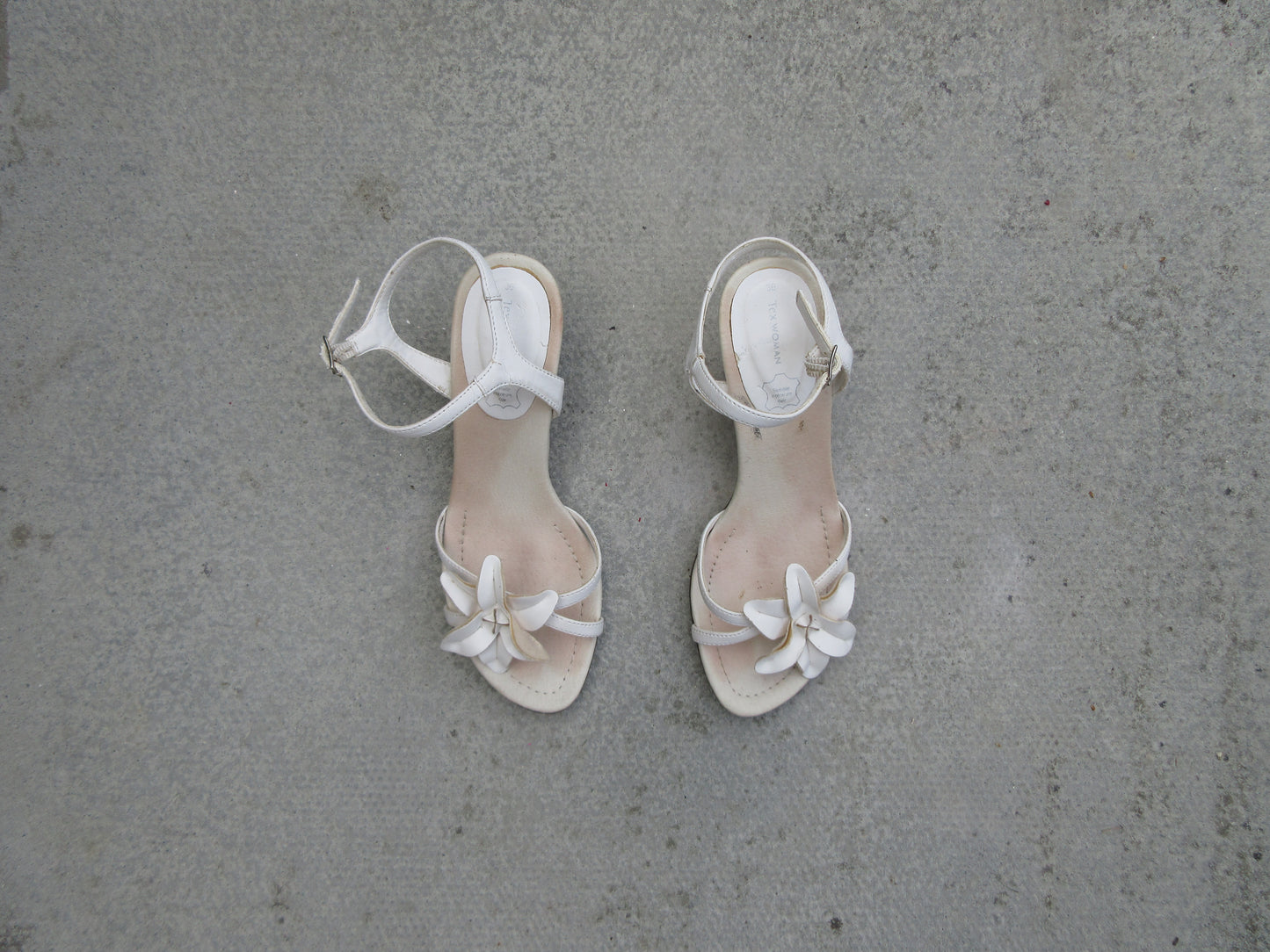 Tex Flower Sandal Kitten Heels