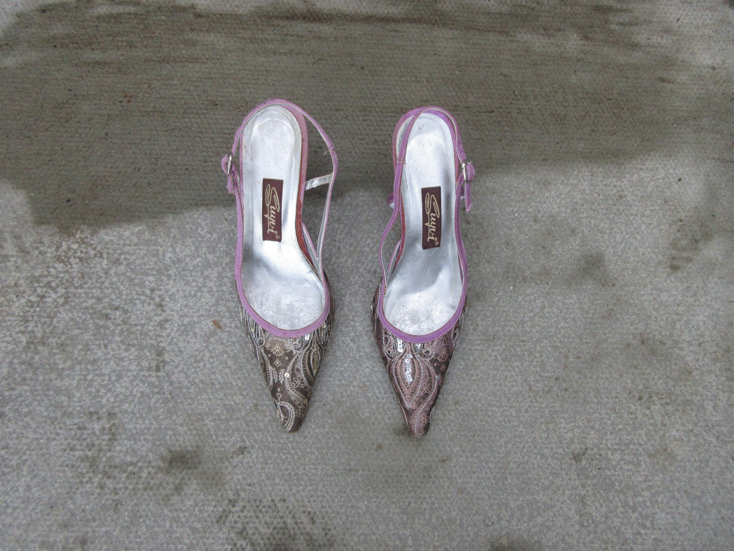 Suyri Sequin Pointed Slingback Heels