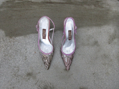 Suyri Sequin Pointed Slingback Heels