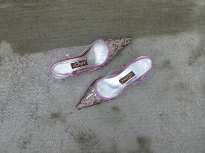 Suyri Sequin Pointed Slingback Heels