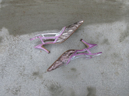 Suyri Sequin Pointed Slingback Heels