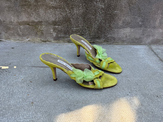 Pedro Miralles Green Suede Mules