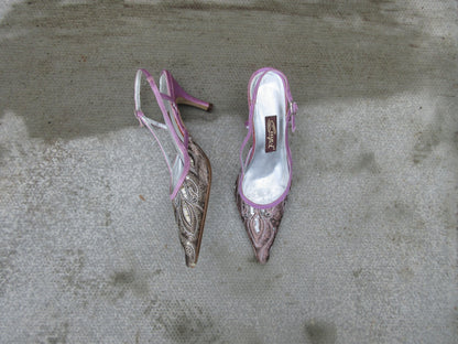 Suyri Sequin Pointed Slingback Heels