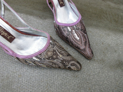 Suyri Sequin Pointed Slingback Heels