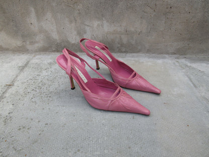 Pura Lopez Raspberry Slingback Heels