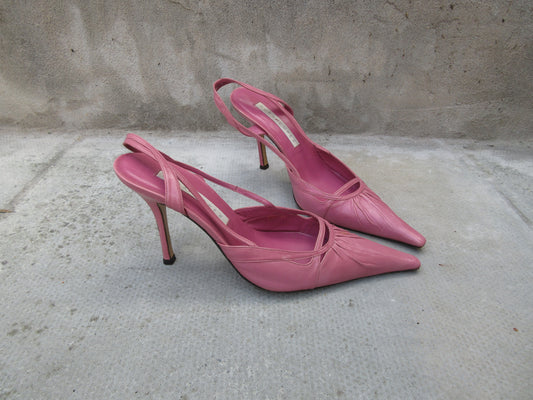 Vintage Pura Lopez Raspberry Pointed Toe Slingback Heels