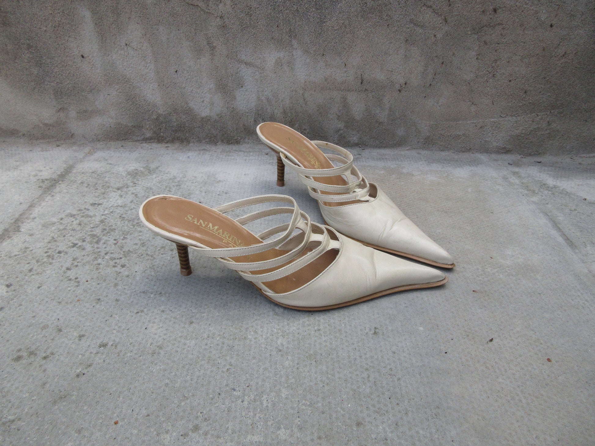 Vintage San Marina Mule Cream Strap Heels