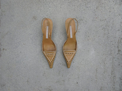 Pura Lopez Loafer Slingback Kitten Heels