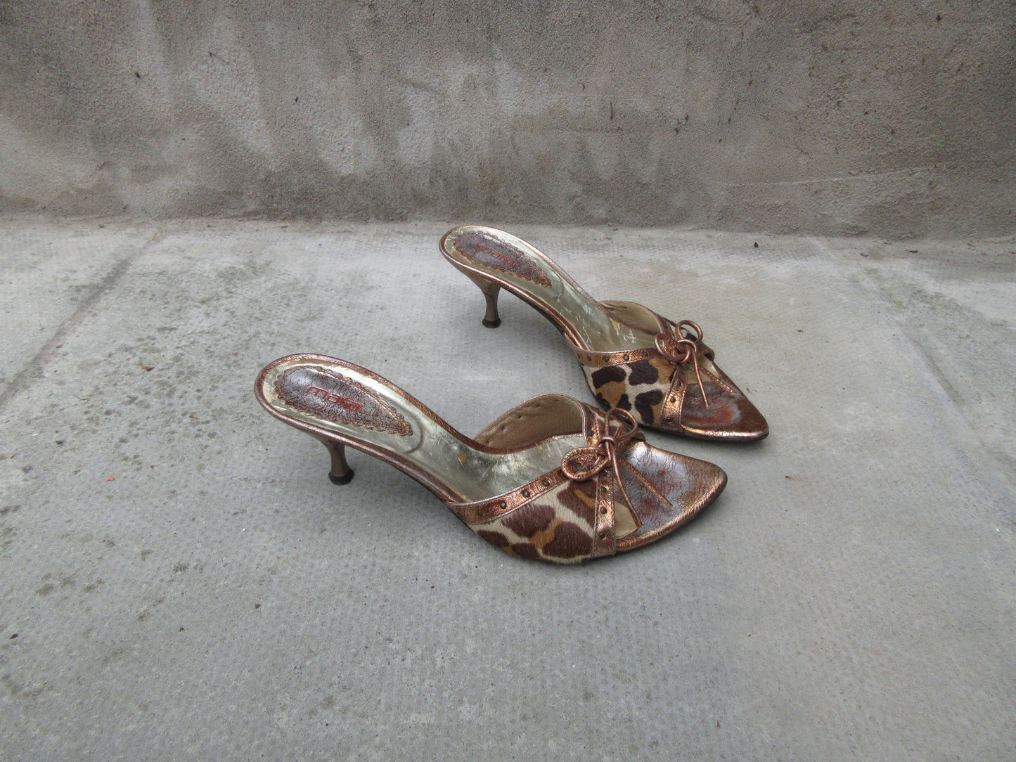 Vintage Mara Cheetah Open Toe Mule Heels