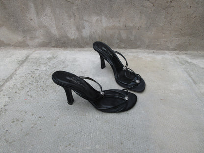 Vintage Black Dolcis Strappy Diamanté Heels